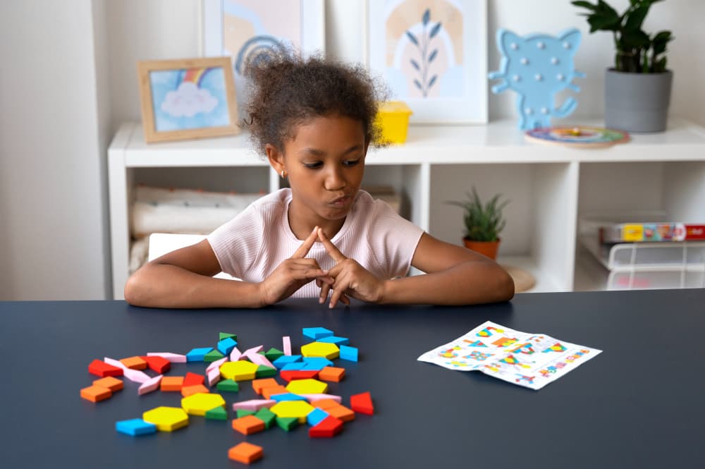 a child solving a puzzle