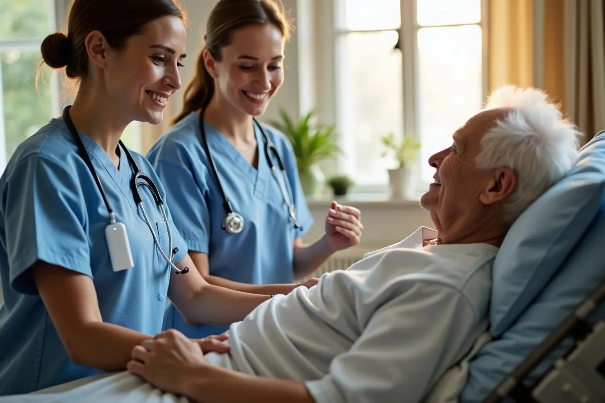 professional caregivers providing specialized care beyond family capabilities