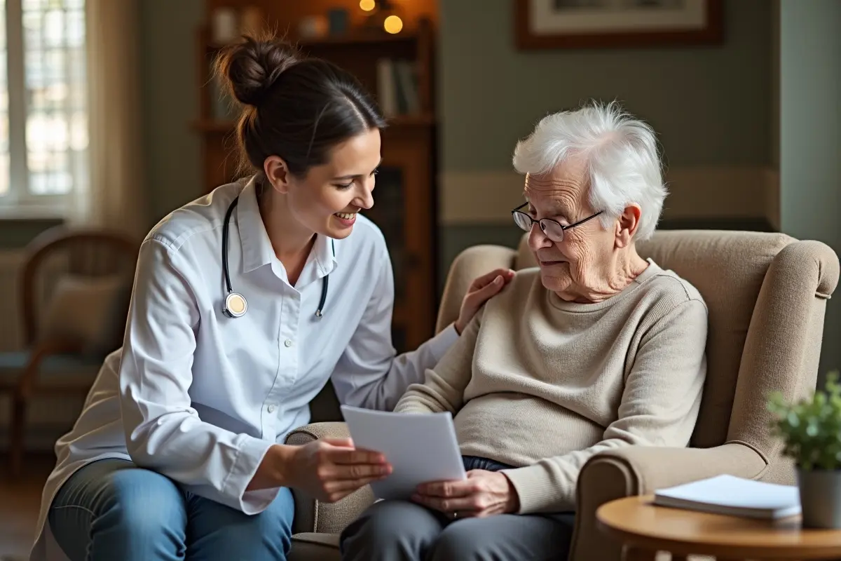 caregiver supporting alzheimers resident with personalized plan